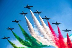 Die Kunstflugstaffel der italienischen Luftwaffe Frecce Tricolori bei der AIRPOWER 19. (Foto: ÖBH/Severin Jurka)