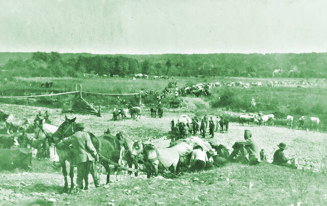 Train des DR 5 beim Überqueren eines Flusses im Jahr 1915. (Foto: Archiv Hausdorf)