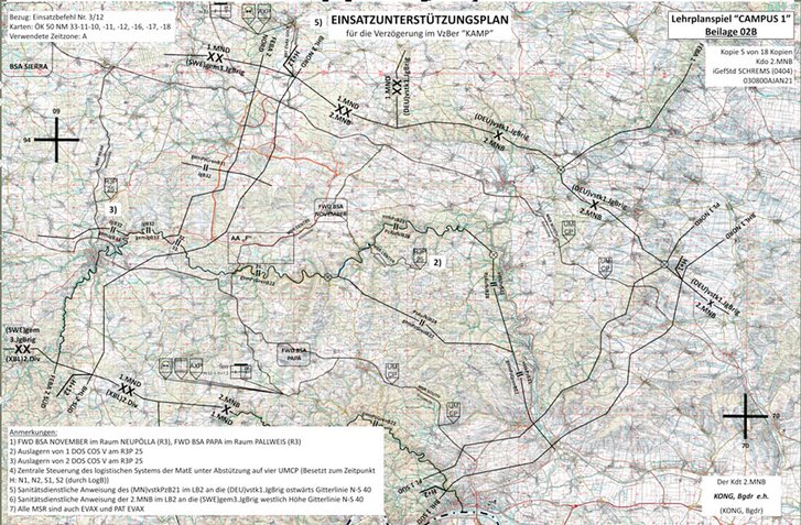 Einsatzunterstützungsplan für die Verzögerung im Verzögerungsraum "KAMPF". (Grafik: LVAk)