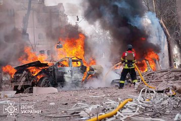 Schäden russischer Bombenangriffe im April 2025 in Sumy (Foto: DSNS.gov.ua; CC BY-SA 4.0)