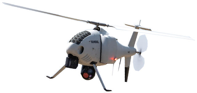 Unbemannter Camcopter im Flug. (Foto: Schiebel)