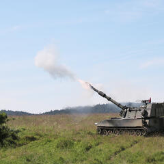 Panzerhaubitze M109 beim Scharfschießen. (Foto: RedTD/Gerold Keusch)