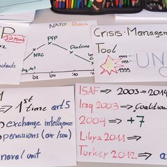 Brainstorming und Vorbereitung für die Präsentation zur NATO-Historie. (Foto: Gerald Weihs)