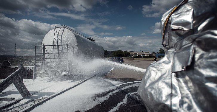 Schaummittel kann dem Löschwasser automatisch beigemischt werden. (Foto: HBF/Daniel Trippolt)