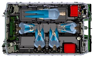 BvS10 AUT mit dem Sanitätsrüstsatz für CASEVAC für den Transport eines liegenden und von vier sitzenden Soldaten. (Grafik: BAE Systems AB2016)