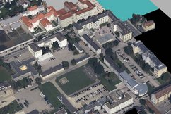 Luftbild mit Höhenmodell des Kommandogebäudes Feldmarschall Hess in St. Pölten. (Foto: Bundesheer/Luftaufklärungsstaffel)