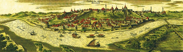 Festung Belgrad (Kalemegdan) an der Mündung der Save in die Donau, August 1717. (Grafik: Archiv, TD Heft 1/2014)