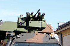 Die Waffenstation des „Dingo“ 2A3 MatE mit einem 12,7-mm-überschweren Maschinengewehr M2, Nebelwerfern und optischen Geräten. (Foto: TD/Gerold Keusch)