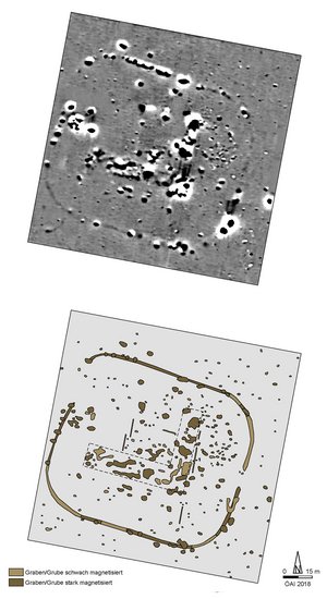 Magnetogramm und Interpretation der Flakstellung. (Grafik: ÖAW/ÖAI)