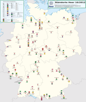 Standorte Bundeswehr 10/2012. (Grafik: TUBS, CC BY-SA 3.0/Montage: Rizzardi)