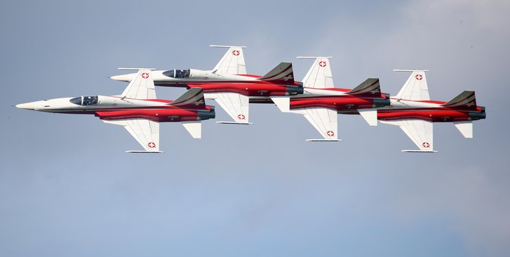 Die Patrouille Suisse mit den F-5E "Tiger" II-Jets im engen Formationsflug. (Foto: Bundesheer/Wolfgang Grebien)