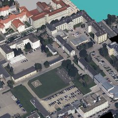 Luftbild mit Höhenmodell des Kommandogebäudes Feldmarschall Hess in St. Pölten. (Foto: Bundesheer/Luftaufklärungsstaffel)