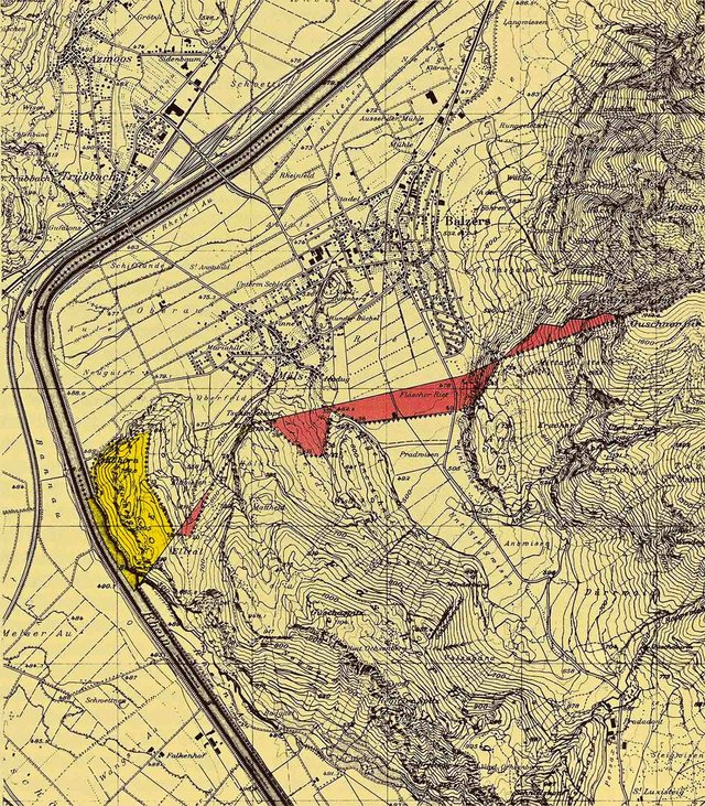 Dieser Kartenausschnitt zeigt den vereinbarten Gebietstausch zwischen der Schweiz und Liechtenstein. (Grafik: Swisstopo, reproduziert aus r.allgäuer)