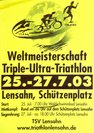 Plakat der Weltmeisterschaft im Triple-Ultra-Triathlon in Lensahn. (Foto: Archiv Wildpanner)