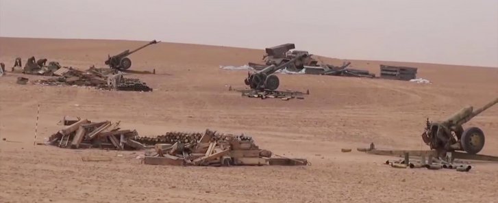 Artillerie der  IRGC-QF’s Liwa Fatimiyoun in Stellung vor al-Bukamal, 16. November 2017.  (Foto: Hisbollah TV)