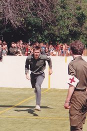 Zieleinlauf beim Hindernislauf einer Meisterschaft im Militärischen Fünfkampf an der Militärakademie in Wiener Neustadt. (Foto: Archiv Wildpanner)