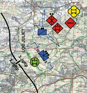 Karte zur Lageentwicklung 3: Ziviler Konvoi. (Grafik: Gerald Luger)