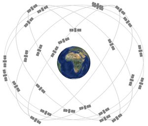 Zur genauen GPS-Positionsbestimmung sind mehrere Satellitensignale notwendig. (Grafik: United States Government)