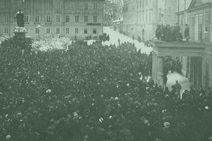 Demonstration gegen die Behandlung der Deutschen in Marburg am 2. Februar 1919 in Graz. (Foto: Archiv Mag. Mario Rauchenbichler)