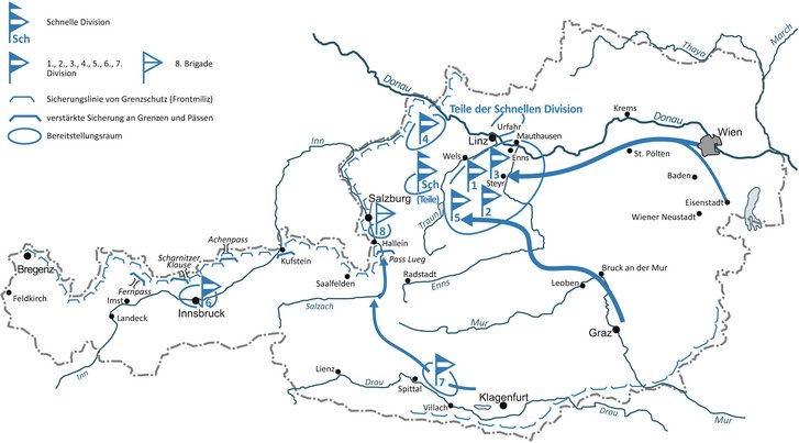Der „Jansa-Plan“ sah eine massive Befestigung der „Traunlinie“ zwischen Ebelsberg und Lambach vor. In diese Verteidigungslinie sollten die zwischen Inn und Traun hinhaltend kämpfenden Divisionen aufgenommen werden. Nach einer zeitlich begrenzten Verteidigung war vorgesehen, auf die „Ennslinie“ zurückzugehen und dann Richtung Alpeneingänge auszuweichen.
