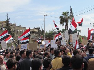 Demonstration in Damaskus im April 2011.