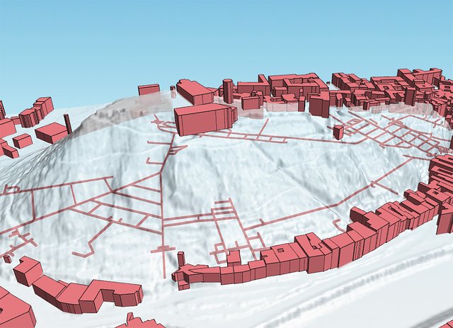 Die Beispiele für urbane Räume zeigen einerseits das Zentrum Wiens mit dem Rathausplatz und dem Volksgarten und andererseits den Grazer Schlossberg. Dort befinden sich Inhalte unter, auf und über dem Gelände, die gleichzeitig dargestellt werden können. Graz (Foto: Bundesheer/IMG)