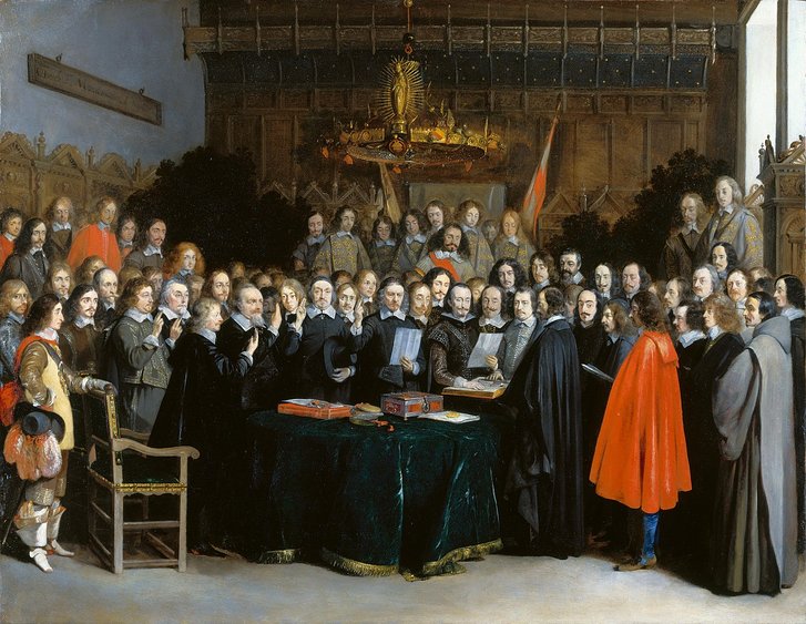 Unterzeichnung des Friedensvertrags von Münster. (Gemälde: Gerard ter Borch/gemeinfrei)
