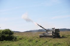 Panzerhaubitze M109 beim Scharfschießen. (Foto: RedTD/Gerold Keusch)