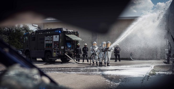 Das Löschfahrzeug-ABC im Übungseinsatz. (Foto: HBF/Daniel Trippolt)