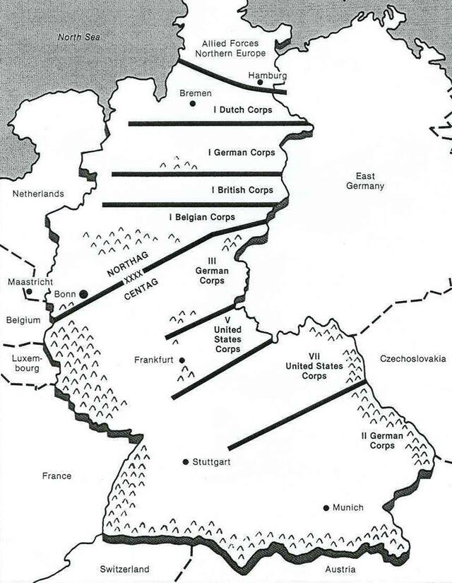 Zuständigkeiten der NATO-Kräfte in der BRD in den 1980er-Jahren. (Foto: Autor/gemeinfrei)