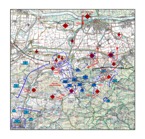 Lage im Einbruchsraum der (XBL)3.JgBrig am 291530AJAN22. (Grafik: Gerald Luger)