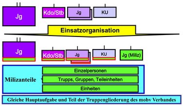 Grobstruktur der Miliz am Beispiel des Jägerbataillons 17. (Grafik: BMLVS)