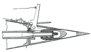 Die Gefechtspistole des Torpedos mit Sperrvorrichtung.
(Grafik: Torpedounterricht für die k.u.k. Kriegsmarine)