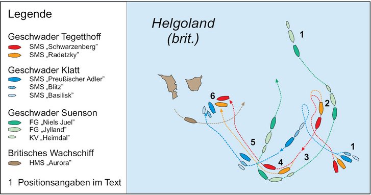 Das Seegefecht vor Helgoland am 9. Mai 1864. (Grafik: Aschenbrenner)