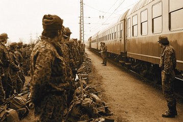 Ankunft des Landwehrstammregimentes am Bahnhof Loosdorf. (Foto: Bundesheer/HBF)