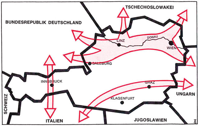 Zur Sperre der operativen Durchgangsräume war die Munition für jedes Waffensystem in ausrechender Menge vorhanden und wurde in den geplanten Einsatzräumen gebunkert. (Foto: TD-Taschenbuch 10 "Fremde Heere", 4. Auflage, Wien 1986)