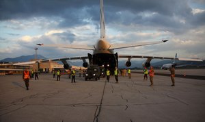 The Antonov 124 is the world’s second heaviest aircraft able to deliver 150 tons of equipment. (Photo: EUFOR)