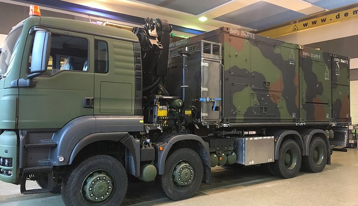 Das neue Dekontaminationssystem „Mammut“ aus den Beständen der Deutschen Bundeswehr, das dort als TEP-90 (Truppen-Entgiftungs-Platz) geführt wird. (Foto: Hämmerle)