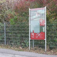 Infotafel zur Kennzeichnung und Erklärung der ehemaligen Maria-Anger-Kirche. (Foto: RedTD/Gerold Keusch)
