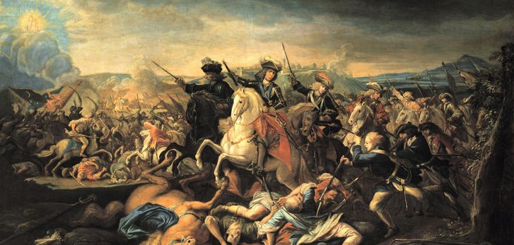 (Gemälde: Johann Gottfried Auerbach "Prinz Eugen von Savoyen in der Schlacht von Belgrad 1717", um 1720/HGM)