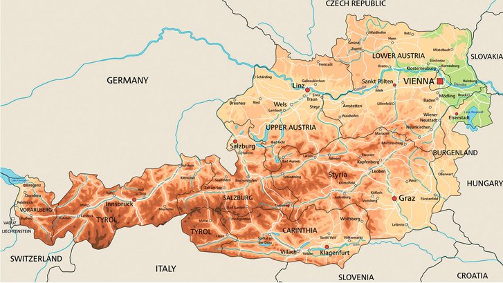 Die Topografie Österreichs wird zu rund zwei Drittel durch das Gebirge dominiert. (Grafik: Istockphoto)