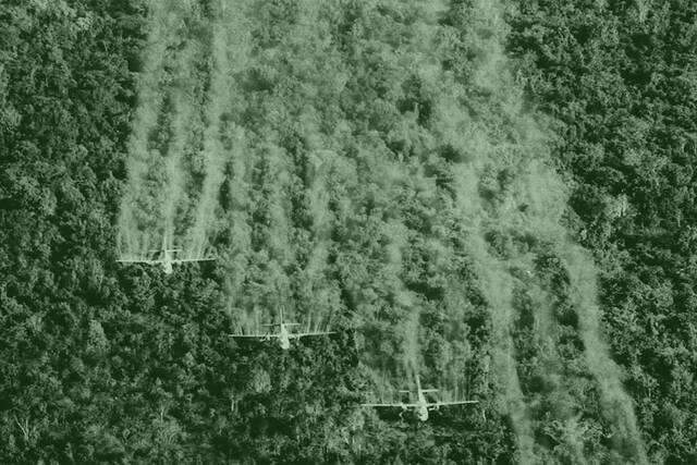 Aussprühen von Herbizid im Vietnamkrieg 1965. (Foto: U.S. Air Force; gemeinfrei)