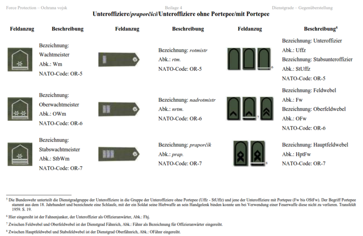 Zur Fachkommunikation zählen auch Zeichen und Symbole. Das deutsche Dienstgradabzeichen für Unteroffizier zeigt klar, dass „Unteroffizier“ in Deutschland - anders als in Österreich oder Tschechien - ein Dienstgrad ist und keine Sammelbezeichnung für mehrere Dienstgrade.. (Quelle: ÖBH - DBW - ACR)  