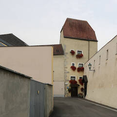 Der Judenturm im Nordwesten der ehemaligen Stadtbefestigung in der heutigen Kaltenbrunner-Gasse. (Foto: RedTD/Gerold Keusch)