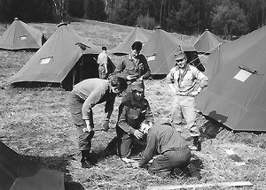 Im Lager am Kampstausee während des Auswahlkurses. (Foto: Archiv Vyskocil)