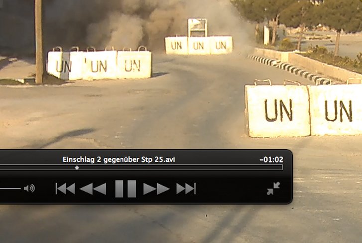 Detonationswolke nach Einschlag gegenüber Position 25. (Foto/Video: AUSBATT)