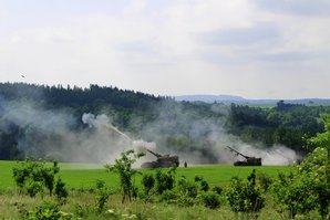 Die Panzerhaubitze 2000 der Deutschen Bundeswehr im Scharfen Schuss. (Foto: RedTD)