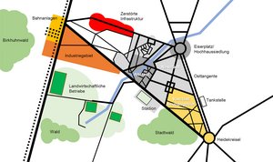 Ortskampfanlage Schnöggersburg (Skizze). (Grafik: RedTD/Gerold Keusch nach Bundeswehr)