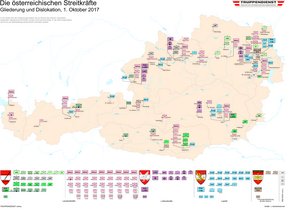 Gliederung und Dislokation der österreichischen Streitkräfte 2017.