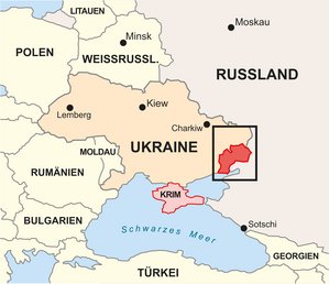 Das umkämpfte Gebiet liegt im Donezbecken (Donbas) im Osten der Ukraine. (Grafik: TD, Rizzardi)